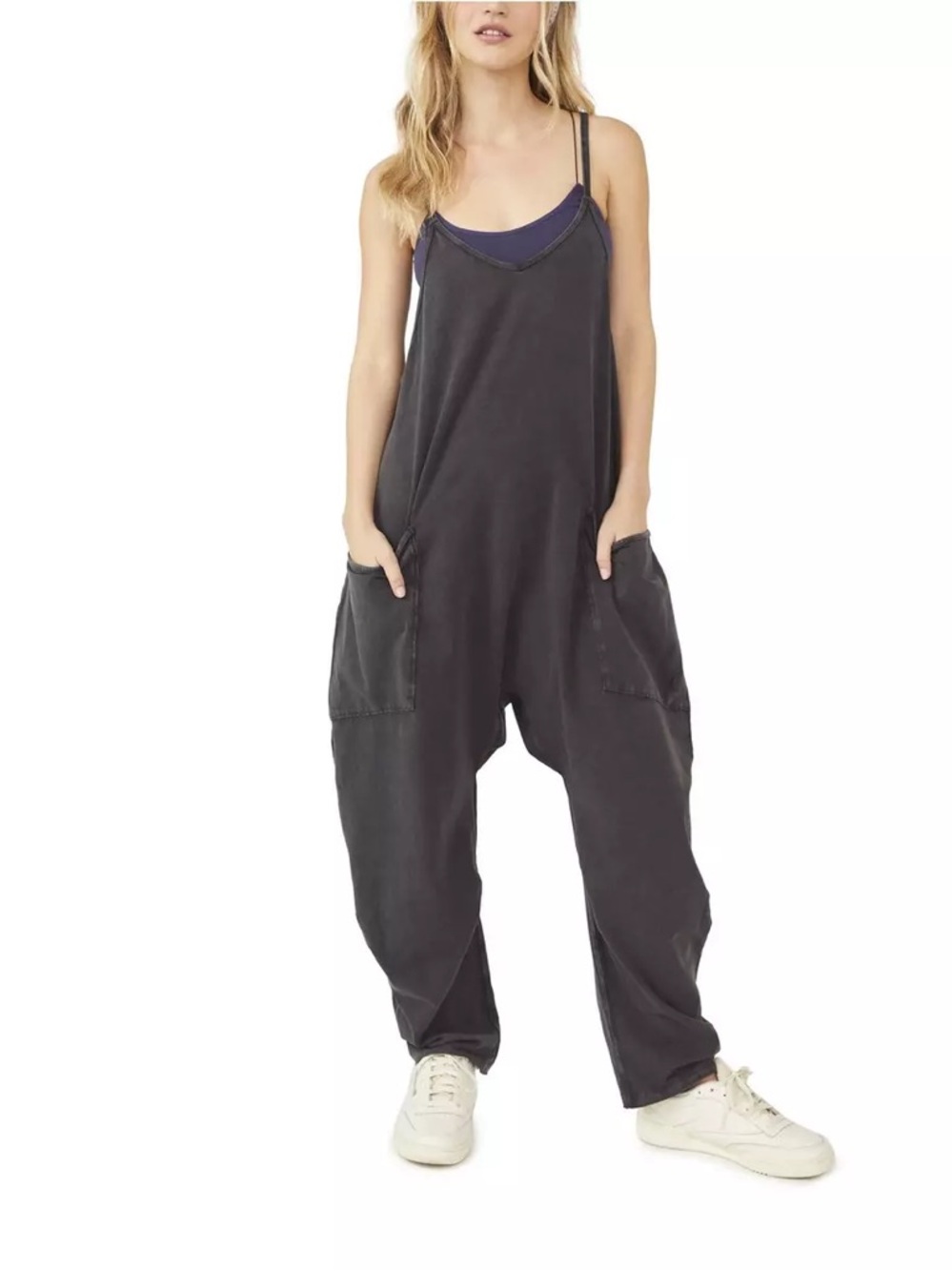 Free People Movement Black Wash Hot Shot Jumpsuit